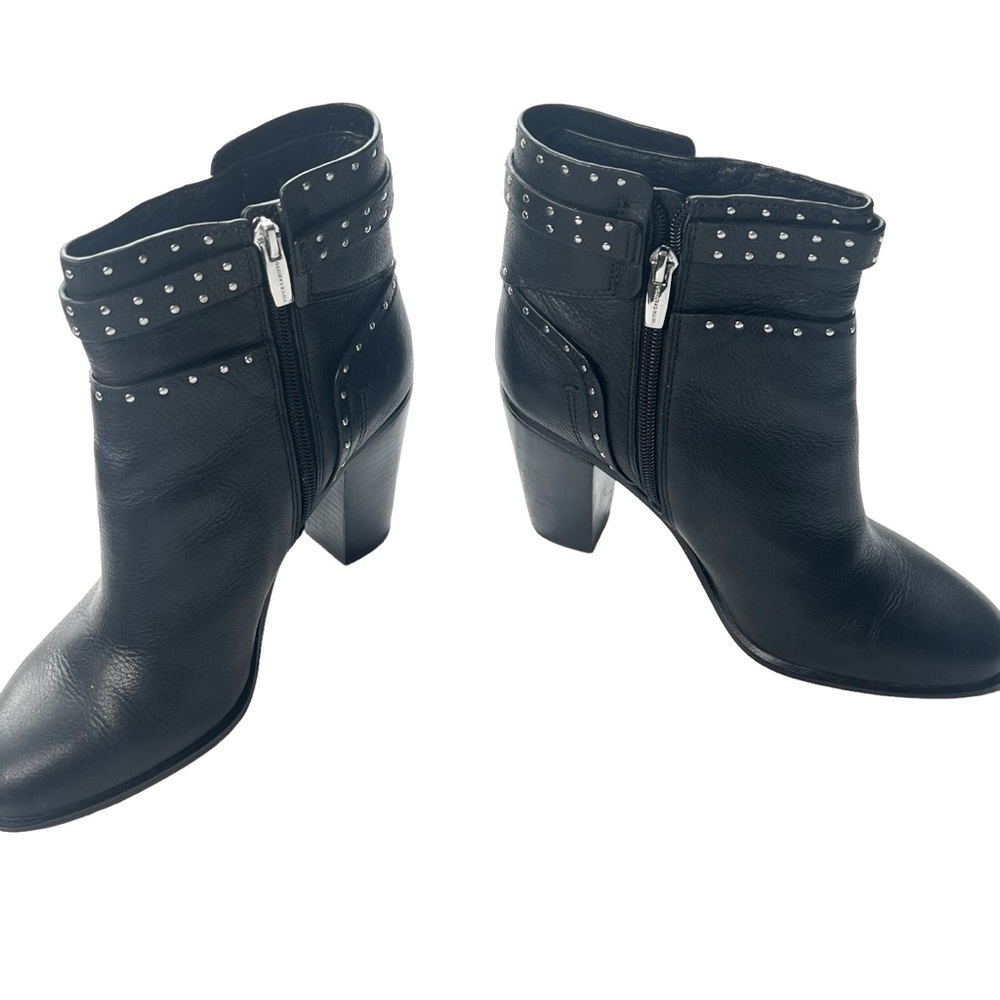 Vince Camuto Faythes Leather Silver Studded Ankle Boots in Black Size 8.5 - Picture 4 of 11